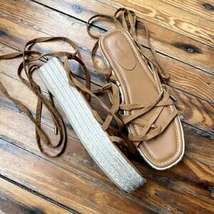 Universal Thread Brown Faux Suede ankle wrap Espadrille Sandals